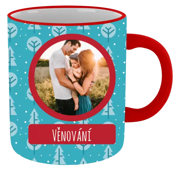 Vánoční hrnek Modré stromečky