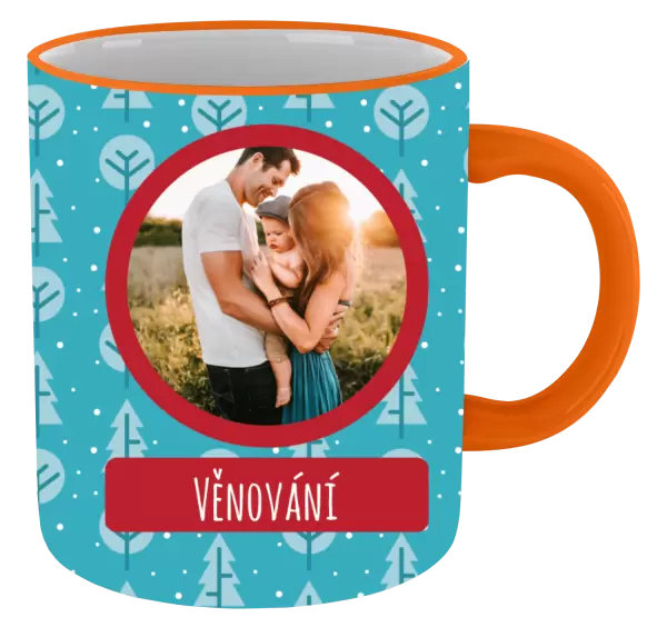 Vánoční hrnek Modré stromečky