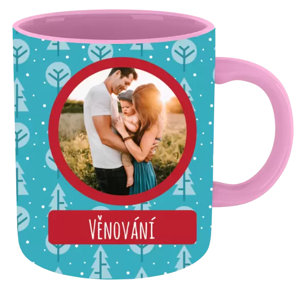 Vánoční hrnek Modré stromečky