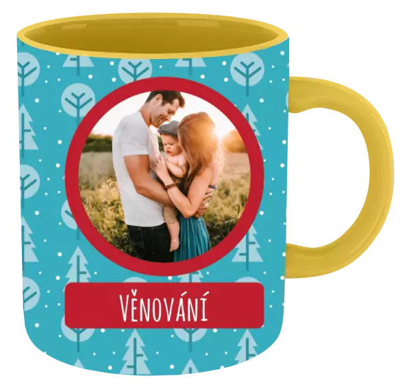 Vánoční hrnek Modré stromečky