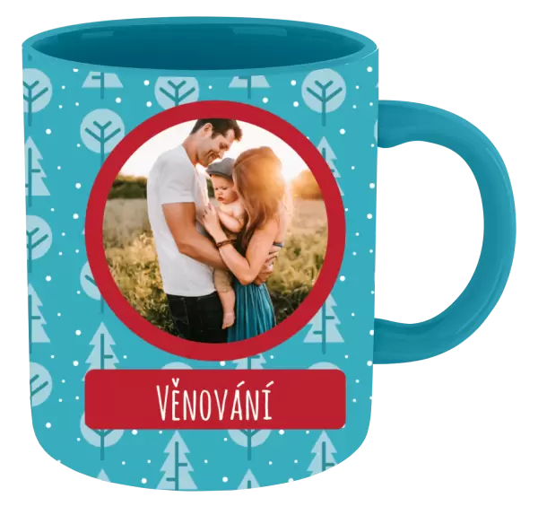 Vánoční hrnek Modré stromečky