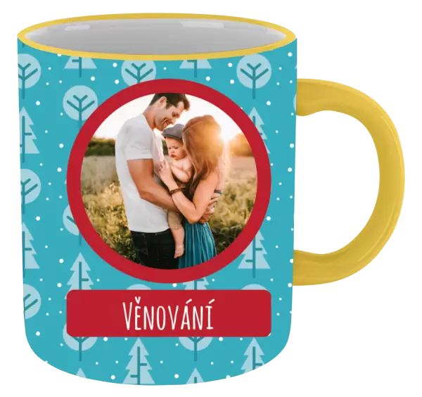 Vánoční hrnek Modré stromečky