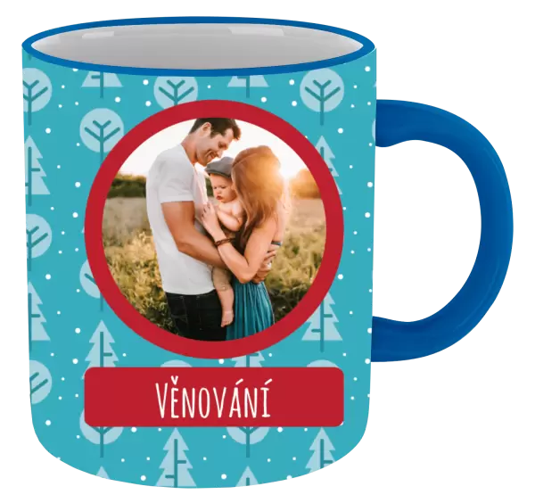 Vánoční hrnek Modré stromečky