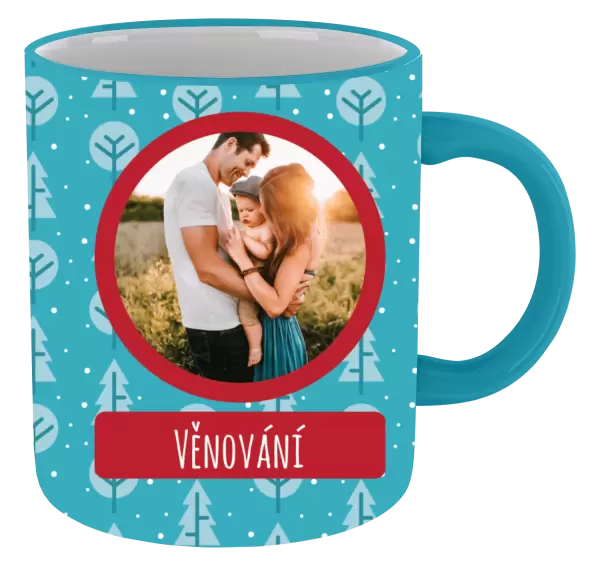 Vánoční hrnek Modré stromečky