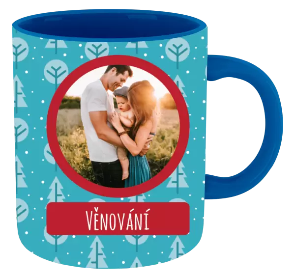 Vánoční hrnek Modré stromečky