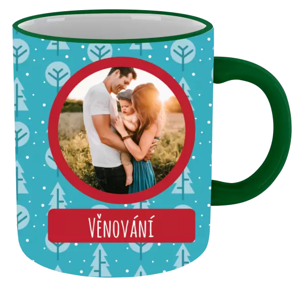 Vánoční hrnek Modré stromečky