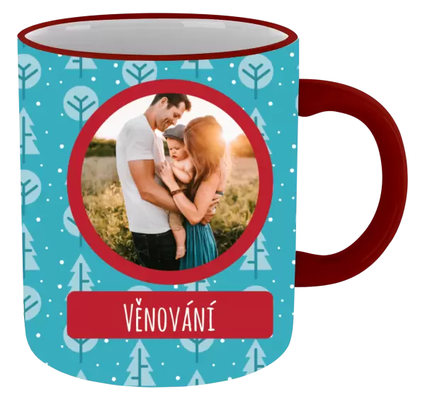 Vánoční hrnek Modré stromečky