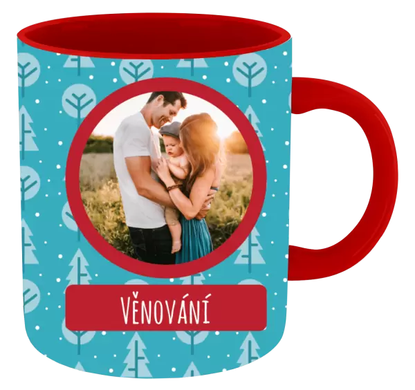 Vánoční hrnek Modré stromečky