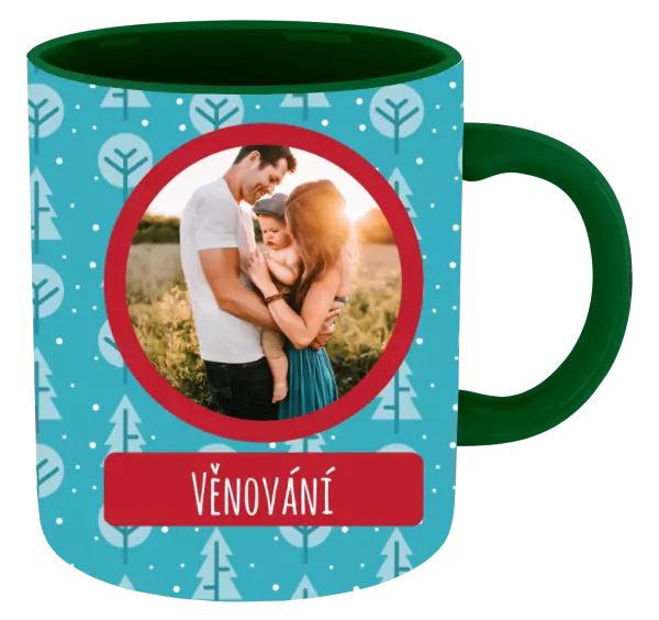 Vánoční hrnek Modré stromečky