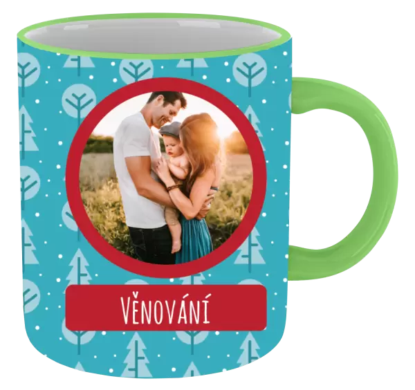 Vánoční hrnek Modré stromečky