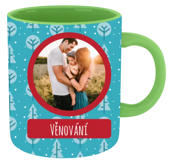 Vánoční hrnek Modré stromečky