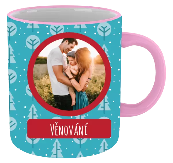 Vánoční hrnek Modré stromečky