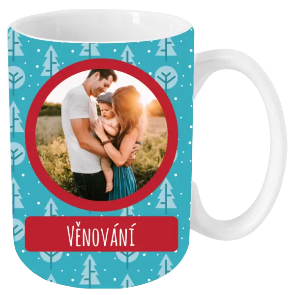 Vánoční hrnek Modré stromečky