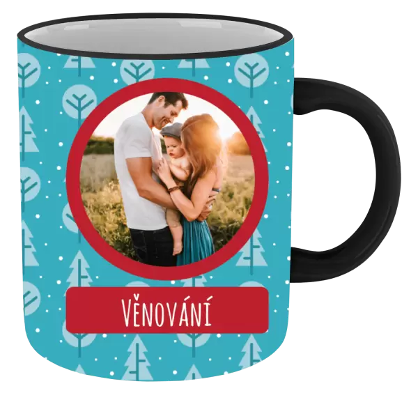 Vánoční hrnek Modré stromečky