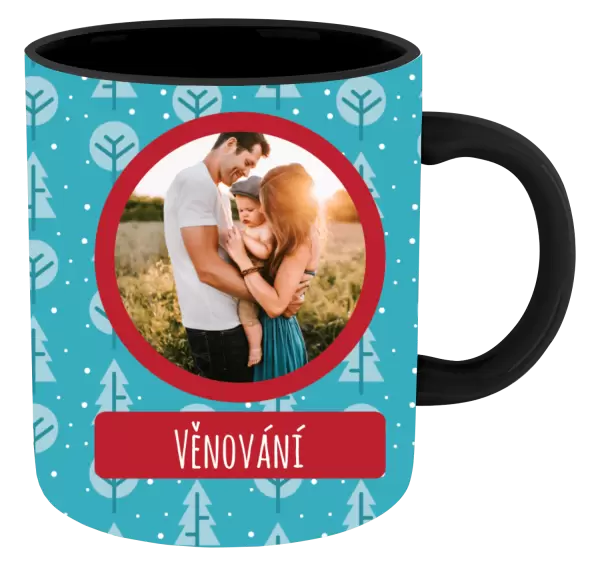 Vánoční hrnek Modré stromečky