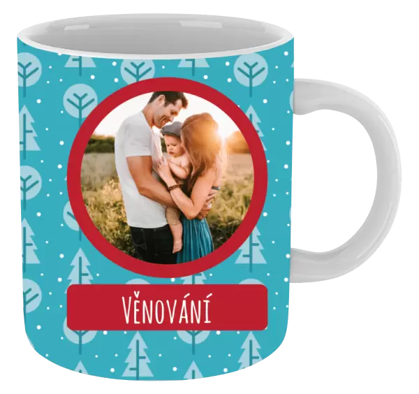 Vánoční hrnek Modré stromečky