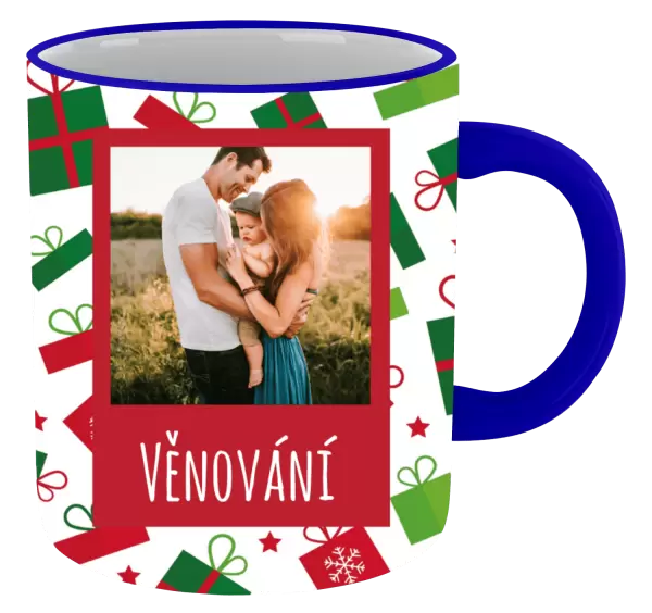 Vánoční hrnek Zelené a červené vánoční dárečky