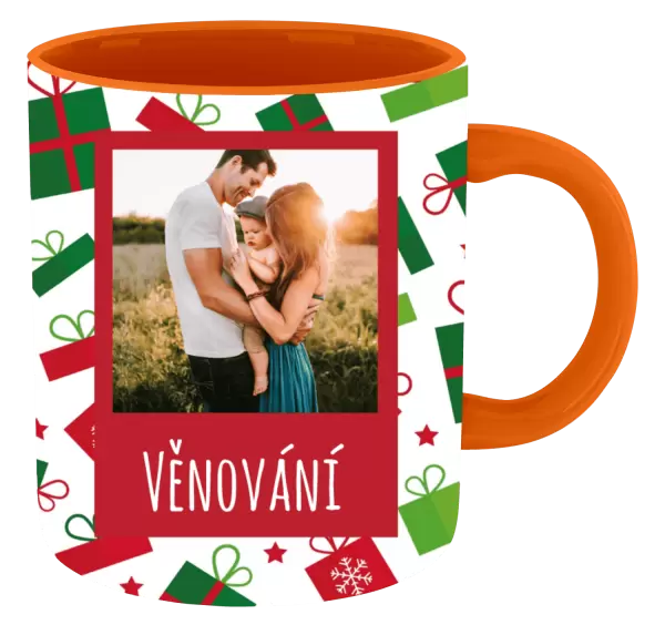 Vánoční hrnek Zelené a červené vánoční dárečky