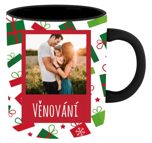 Vánoční hrnek Zelené a červené vánoční dárečky