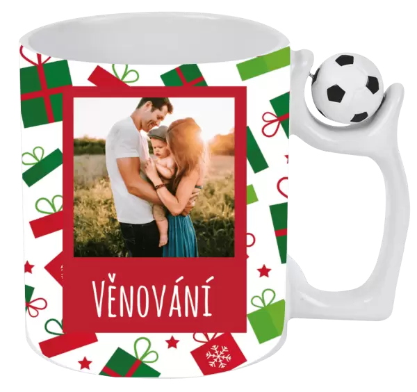 Vánoční hrnek Zelené a červené vánoční dárečky