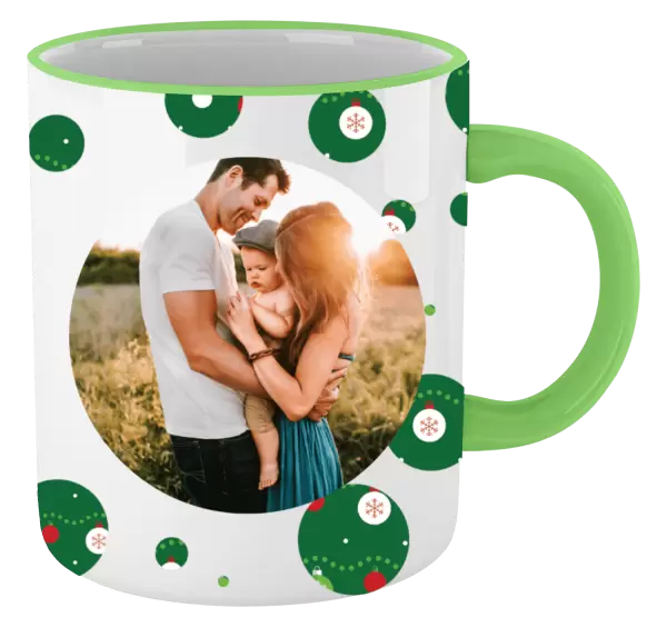 Vánoční hrnek Zelené vánoční ozdoby