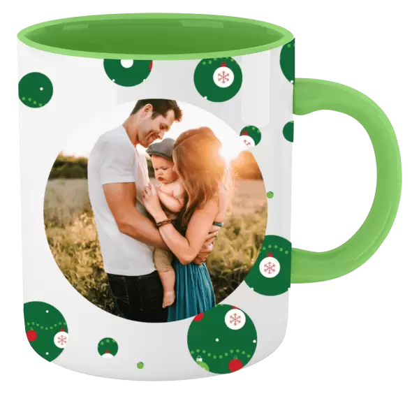 Vánoční hrnek Zelené vánoční ozdoby