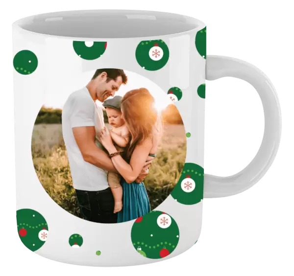 Vánoční hrnek Zelené vánoční ozdoby