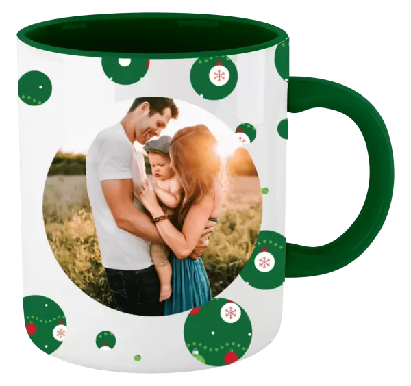 Vánoční hrnek Zelené vánoční ozdoby