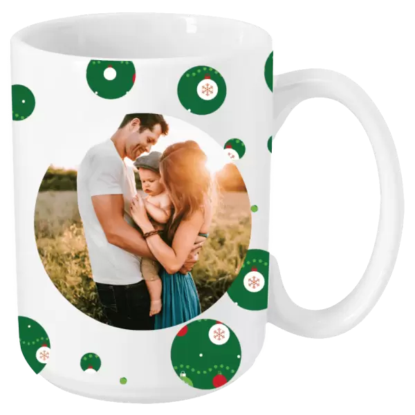 Vánoční hrnek Zelené vánoční ozdoby