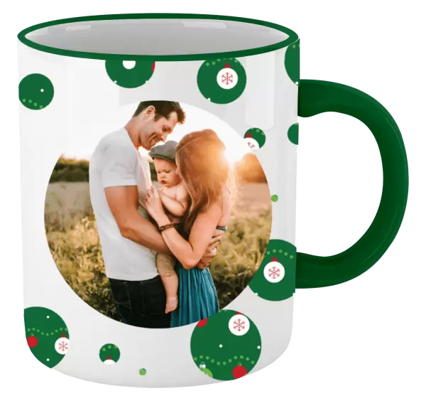 Vánoční hrnek Zelené vánoční ozdoby