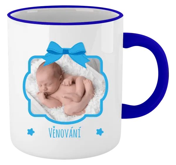 Hrnek Modrá mašle s fotografií