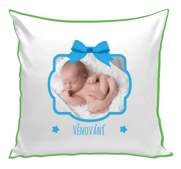 Polštář Modrá mašle s fotografií