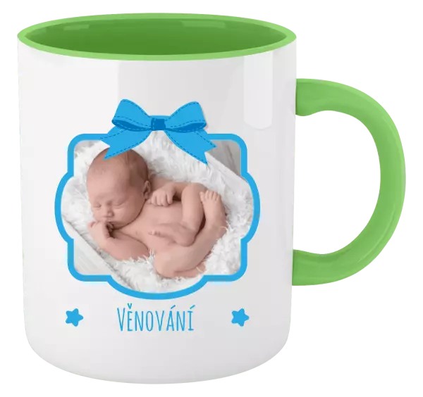 Vánoční hrnek Modrá mašle s fotografií