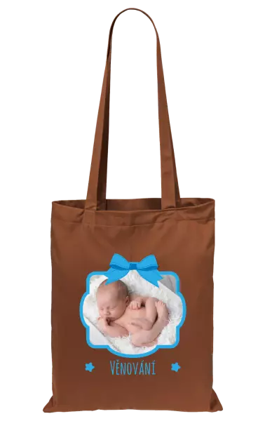 Látková taška Modrá mašle s fotografií