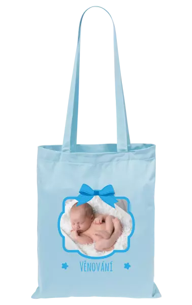 Látková taška Modrá mašle s fotografií