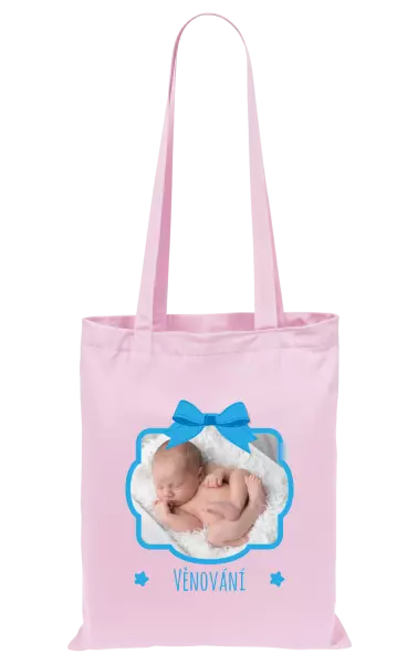 Látková taška Modrá mašle s fotografií