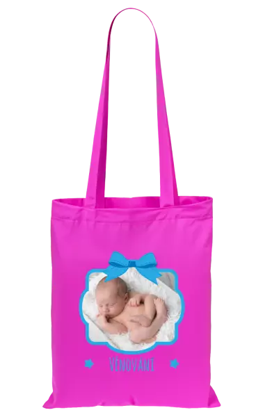 Látková taška Modrá mašle s fotografií