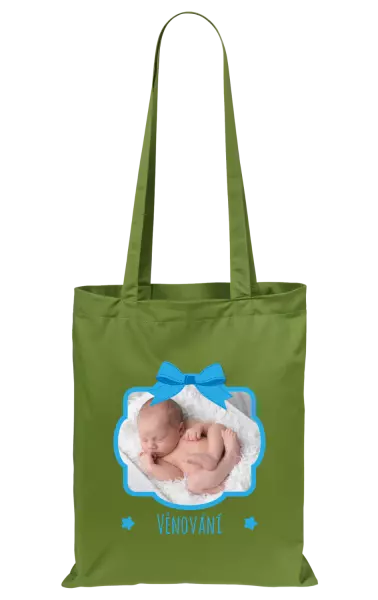 Látková taška Modrá mašle s fotografií