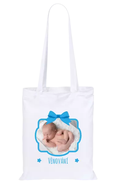Látková taška Modrá mašle s fotografií