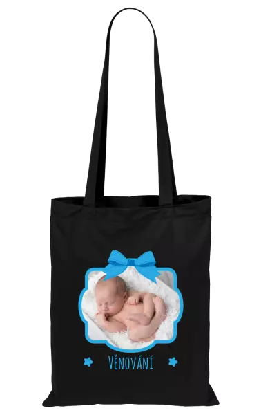Látková taška Modrá mašle s fotografií