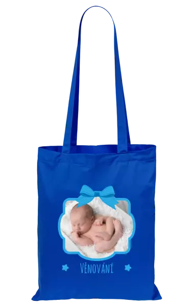 Látková taška Modrá mašle s fotografií