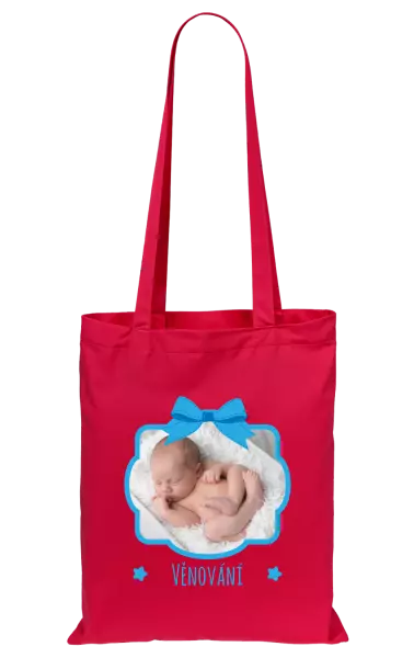 Látková taška Modrá mašle s fotografií