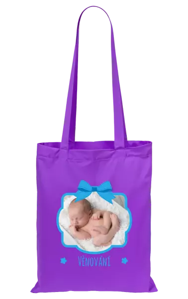 Látková taška Modrá mašle s fotografií
