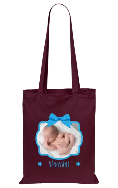 Látková taška Modrá mašle s fotografií