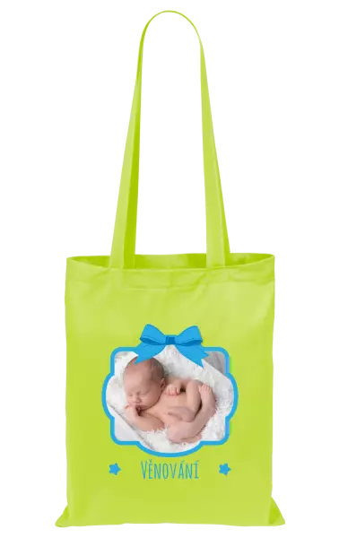 Látková taška Modrá mašle s fotografií