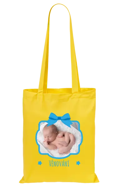 Látková taška Modrá mašle s fotografií