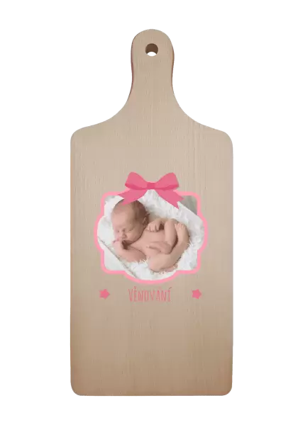 Prkénko Růžová mašle s fotografií