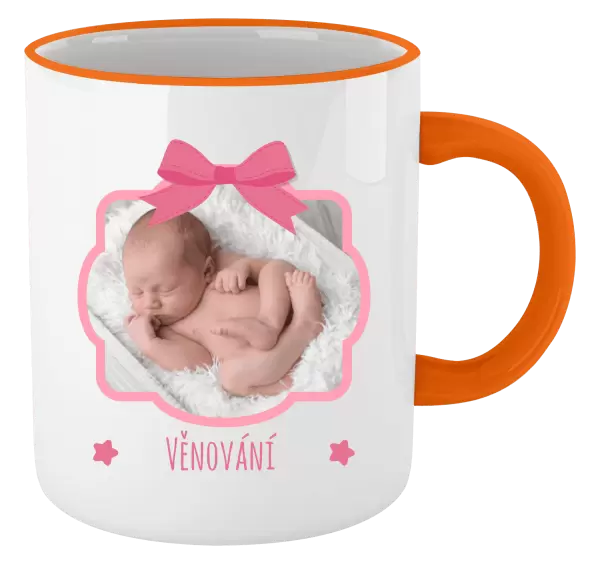 Vánoční hrnek Růžová mašle s fotografií