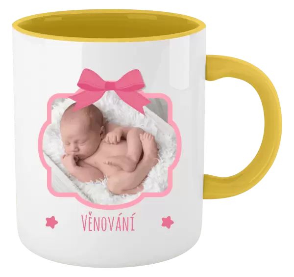 Vánoční hrnek Růžová mašle s fotografií