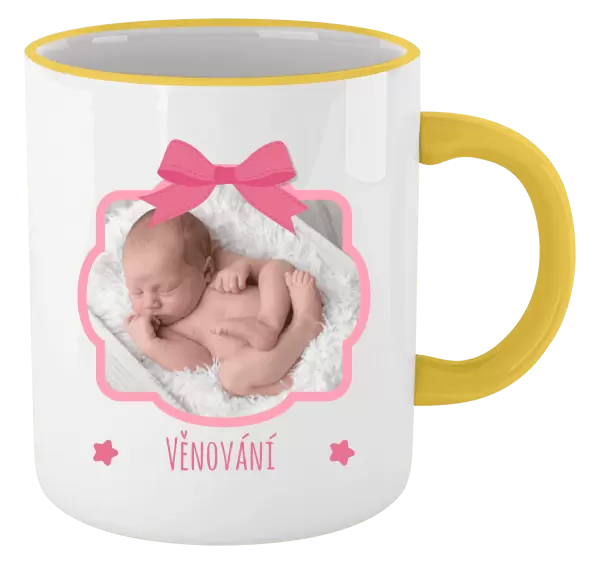 Vánoční hrnek Růžová mašle s fotografií